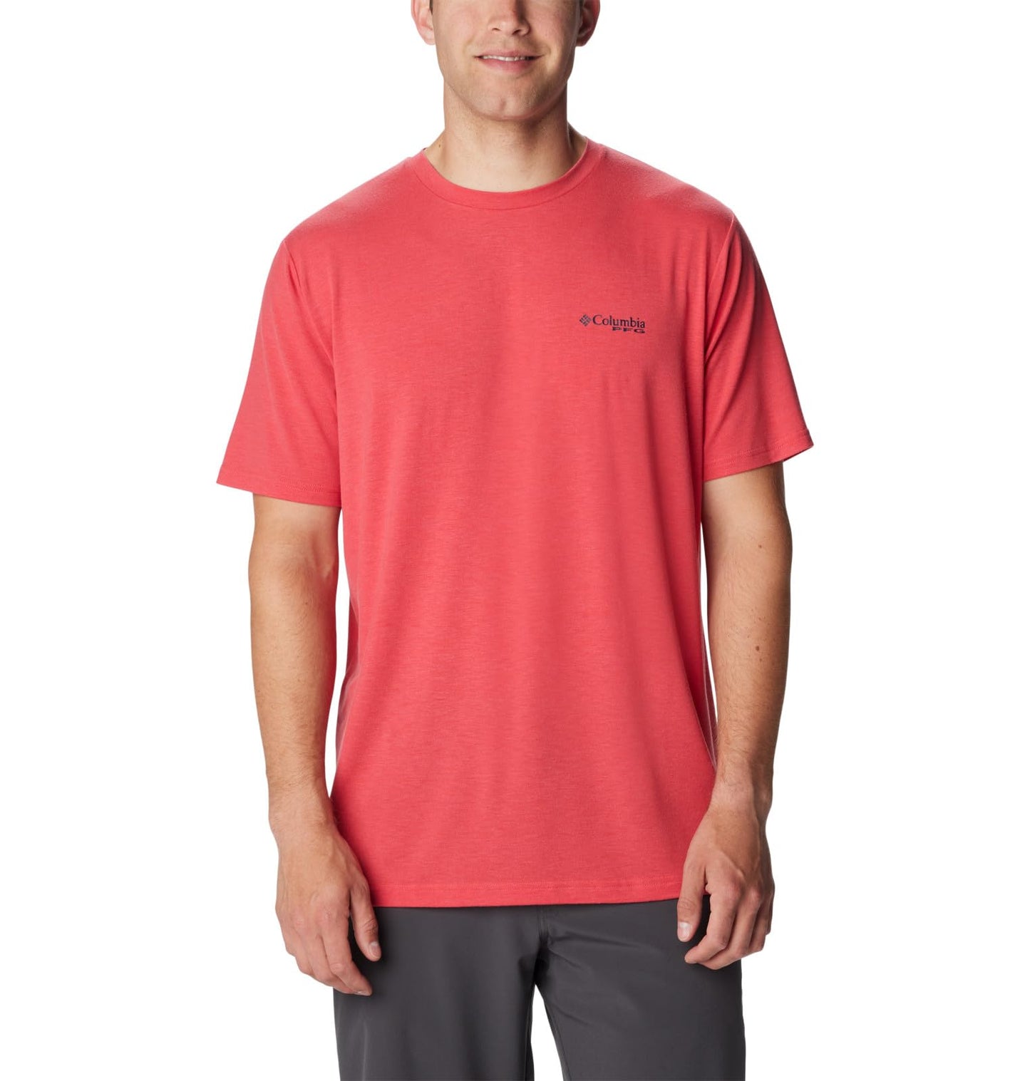 Columbia Men's PFG Sail Tower Tech Tee Short Sleeve, Sunset Red/PFG Sail Tower Graphic, Large