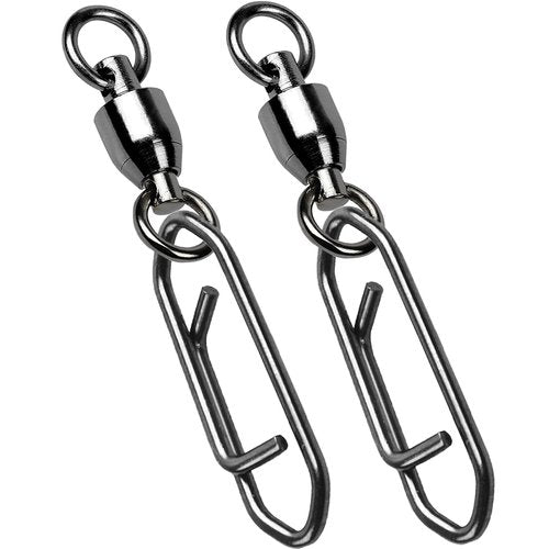 AMYSPORTS High Strength Snap Swivels Stainless Bearing Rolling Fishing Swivel Freshwater Snap Swivels Fishing Clip Steel Black Nickel, 25pcs, 45lbs