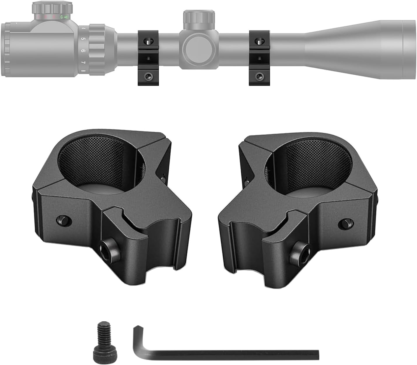1'' Dovetail Scope Rings, 2 Pack High Profile or Medium Profile 1 Inch Scope Mount Rings for 11mm Dovetail Rails