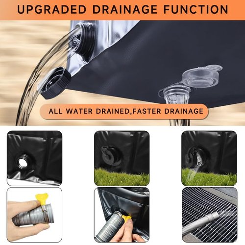 Camping Shower Pan, 41" x 41" x 5" Outdoor Portable Shower Base with Bottom Drain and Side Drain Pipe, Collapsible Shower Basin for Shower Tent Base, Camping, Rv, Beach, Bathing Pets
