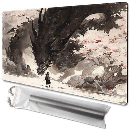 MTG Playmat Size 24x14in Free Storage Bags Non-Slip Backing, Ideal for Card Game Enthusiasts TCG Playmat (Shadow Dragon-No Deck)