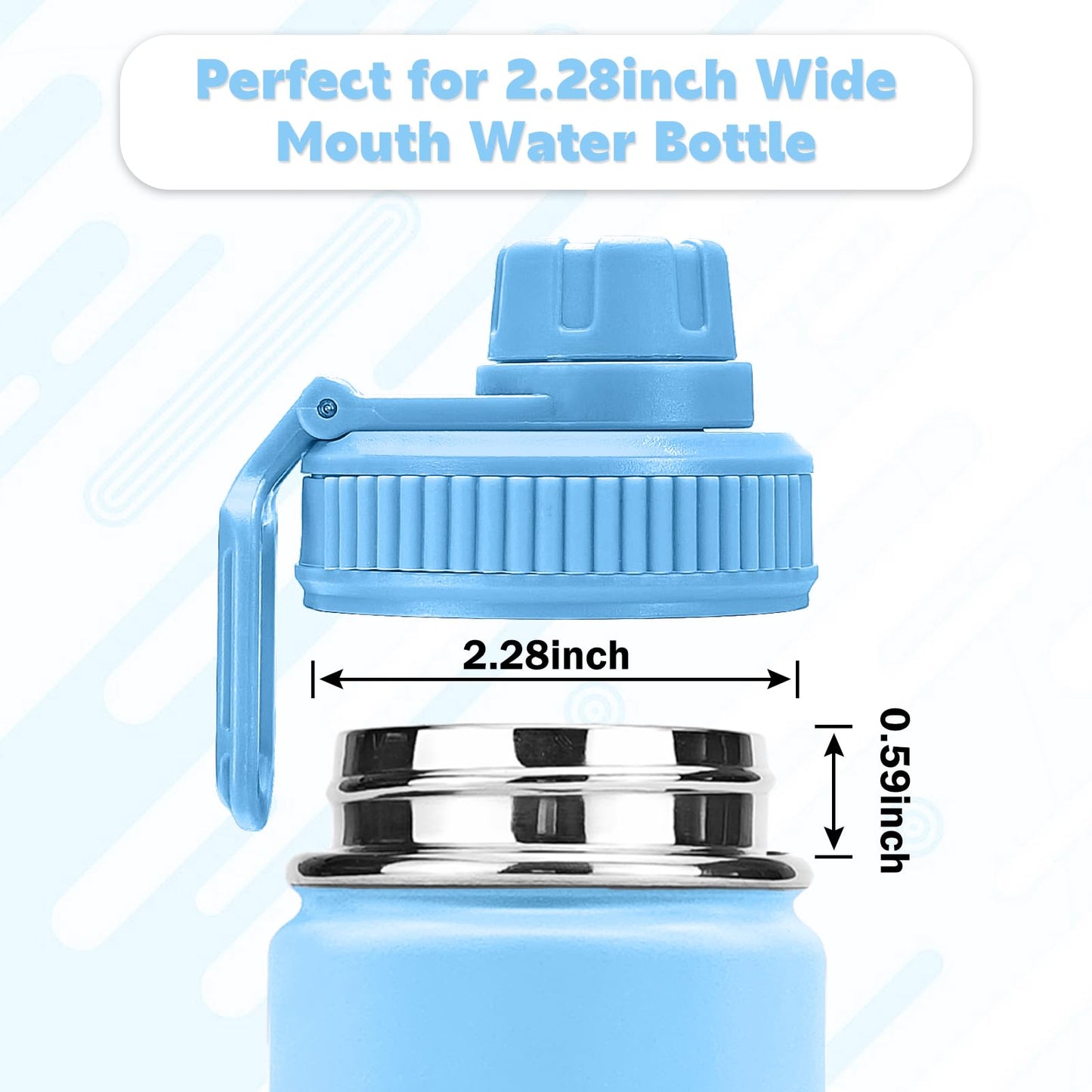 XccMe Spout Lid for Hydro Flask Wide Mouth Sport Water Bottles,2 Pack Replacement Lids for Most 12,14,16,18,20,22,32,40,64oz Wide Mouth Water Bottles with Handle Easy to Carry (Blcak+Sky Blue)