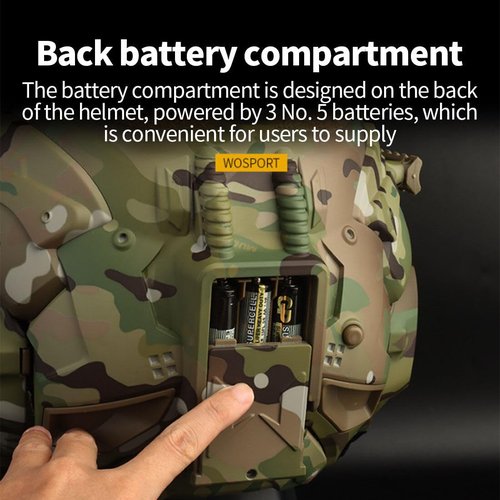 LynxPro HL-98 Tactical Helmet with Built-in Communication Earphone, Featuring high-Definition Tactical Earphones, a Built-in Fan and New Night Vision Device - Black