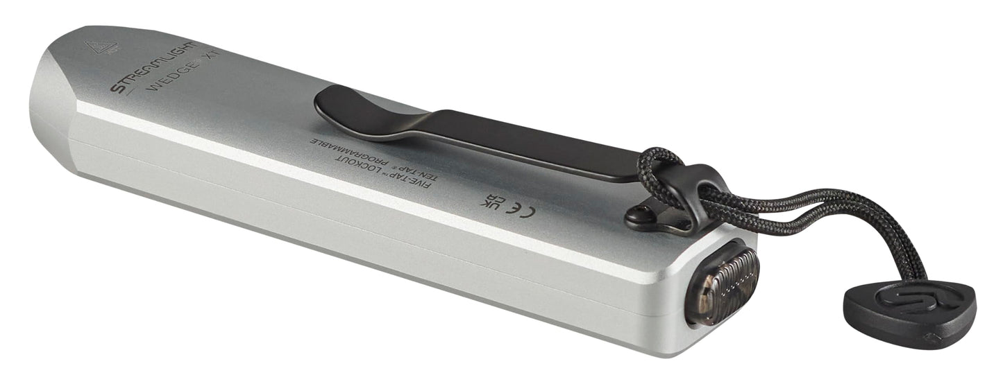 Streamlight 88819 Wedge XT 500-Lumen 1,900-Candela Flat Everyday Carry Flashlight, Includes USB-Cable and Pocket Lanyard, Silver