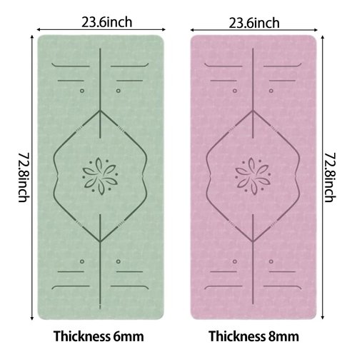 Large Yoga Mat Thick,Wide Non-Slip Workout Mat,Eco-Friendly TPE Exercise Mat With Carrying Strap Store Bag,Shock Absorption,Sweat-Resistant (Green, 8mm)