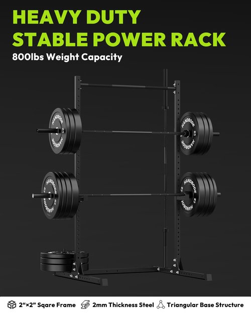 HANDBODE Power Cage with Pull Up Bar, Multi-Functional Squat Rack for Home Gym, Heavy Capacity Adjustable Power Rack Fit 6 FT, 7 FT Barbell, Weightlifting, Strength Training, Bench Press, Fitness