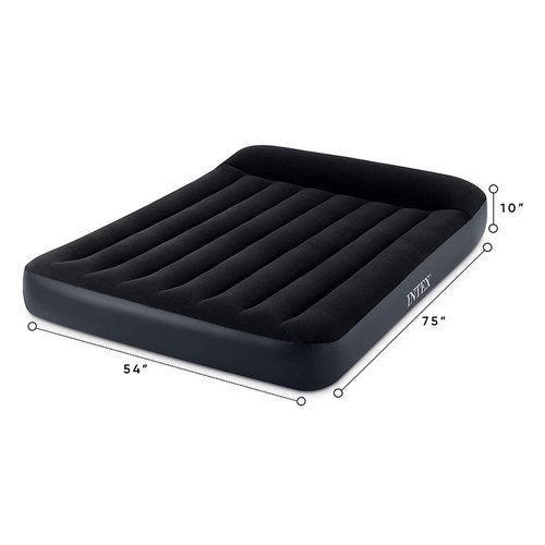 INTEX 64147ED Dura-Beam Standard Pillow Rest Air Mattress: Fiber-Tech ??Full Size ??Built-in Electric Pump ??10in Bed Height ??600lb Weight Capacity