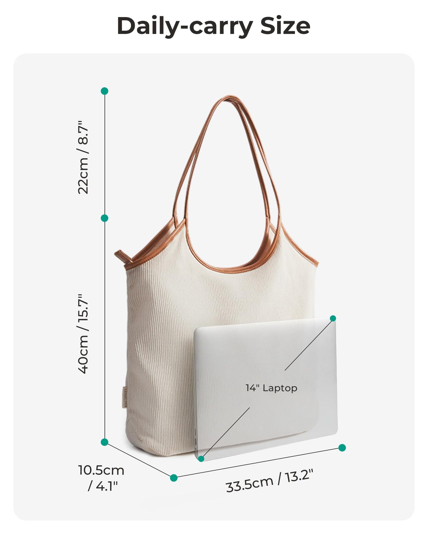BAGSMRT Corduroy Tote Bag for Women Beach Bag with Zipper Casual Shoulder Bag Lightweight Travel Tote Hobo Handbag Tan Brown