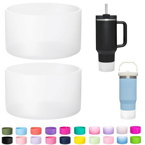LONPARRY 2-Pack Silicone Boot for Stanley 40 30 oz Quencher Adventure Tumbler, IceFlow 30 20 oz, Stanley Cup Protector Accessories Clear