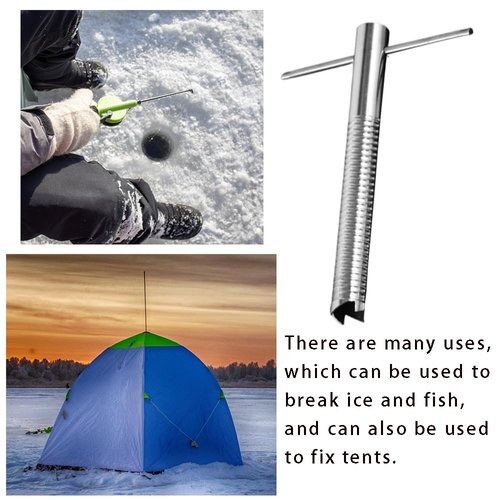 OULIGET Winter Fishing Ice Drill,Outdoor Camping Spiral Nail Ice Augers,Portable Outdoor Winter Camping ICY Drill Tool Stainless Steel for ICY Angling,1 Piece