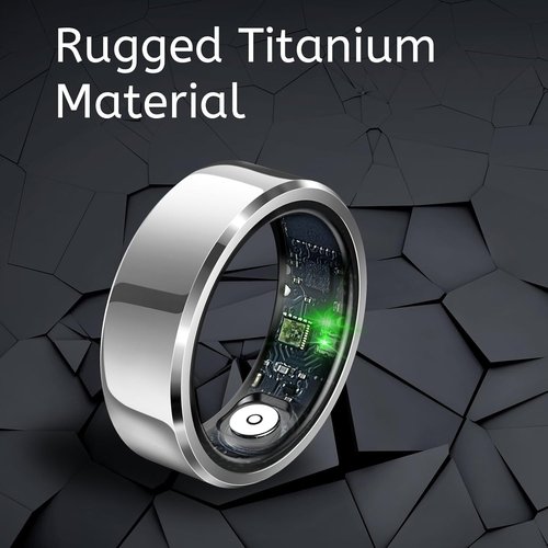 Twievo Smart Ring, Fitness Tracker Ring with Charging Case, IP68 Waterproof, Heart Rate, Blood Oxygen, Sleep Tracker, No App Subscription-Compatible with Charging Case (Silver, #10)