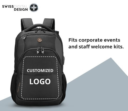 Swissdigital Design Travel Laptop Backpack, College Laptops Backpack with USB Charging Port for Men and Women Fits 16 Inch Notebook, Black | ANDWIL