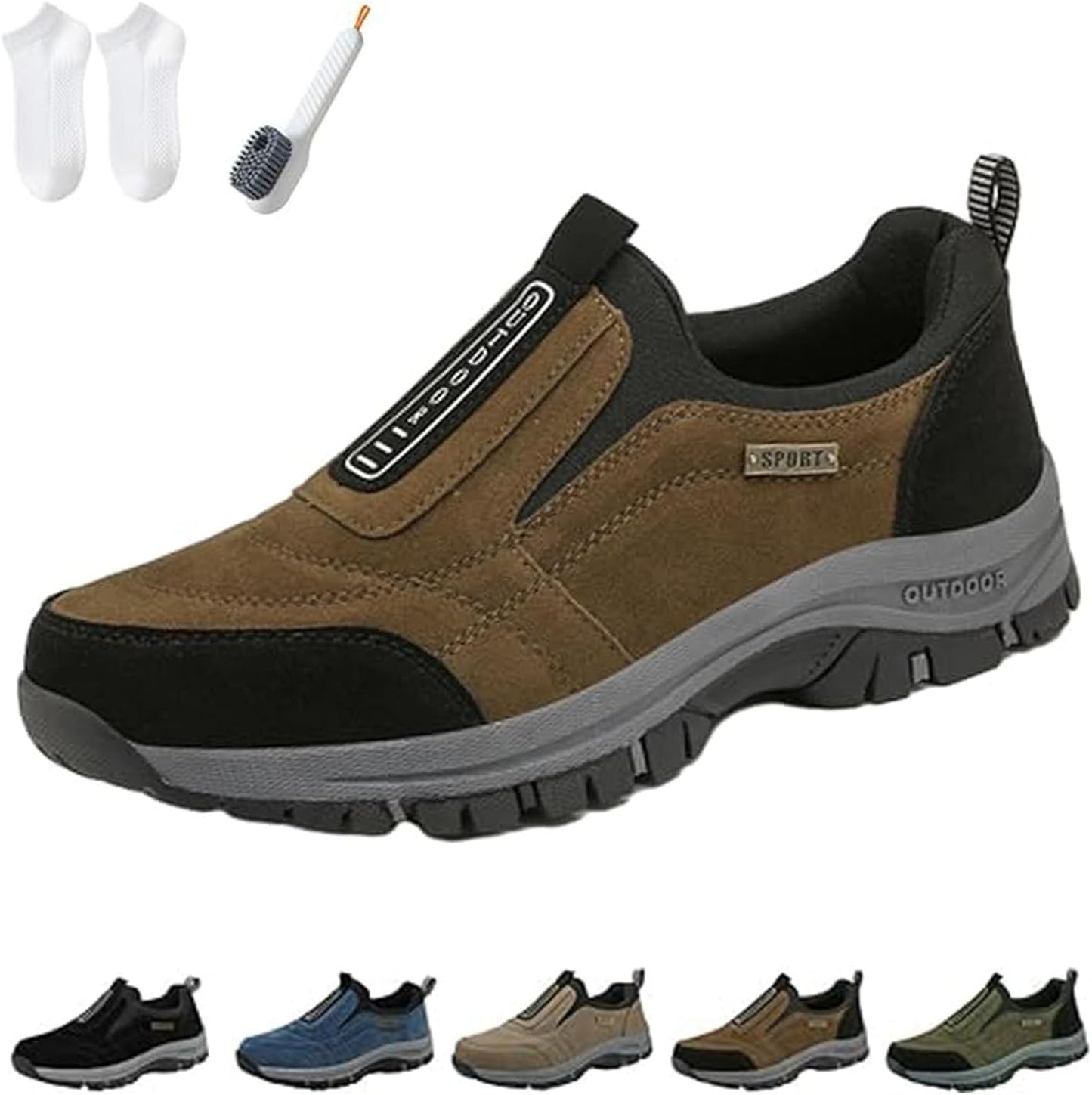 Ideacloth Shoes for Men, Orthopedic Comfortable Wide Fit Toe Anti-Slip Waterproof Walking Slip On Sneakers
