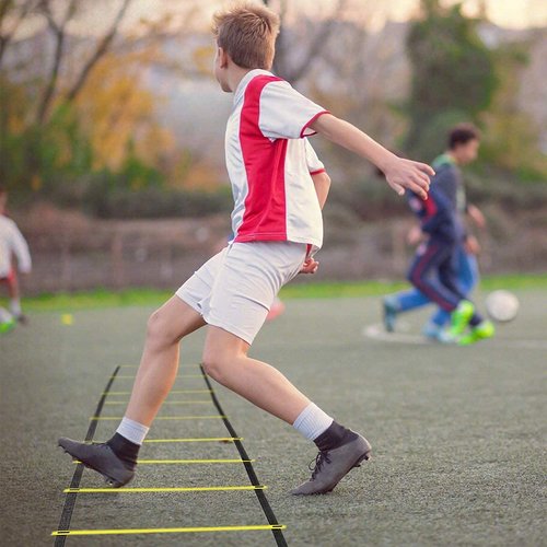OFYDNR Agility Ladder, Speed Training Equipment Set, 12 Rung 20Ft Agility Ladder, 12 Disc Cones, 4 Steel Stakes, Resistance Parachute with Carry Bag for Soccer Basketball Football Footwork Sports