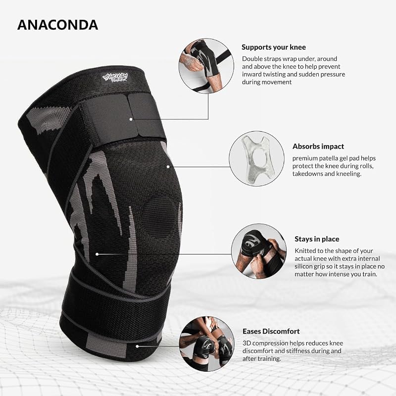 Anaconda Knee Brace with Stabilizers (Medium) - Compression Support Sleeve for Left/Right Leg, Gel Pad & Spring Stabilizers