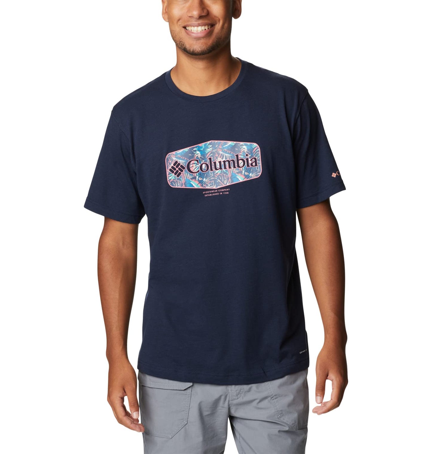 Columbia Men's Thistletown Hills Graphic Short Sleeve, Collegiate Navy HTHR/Wanderland Graphic, X-Large
