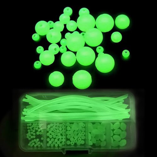 JUUNthy Luminescent Rubber Fishing Line Beads Soft Rubber Floating Tube Sleeve for Night Fishing
