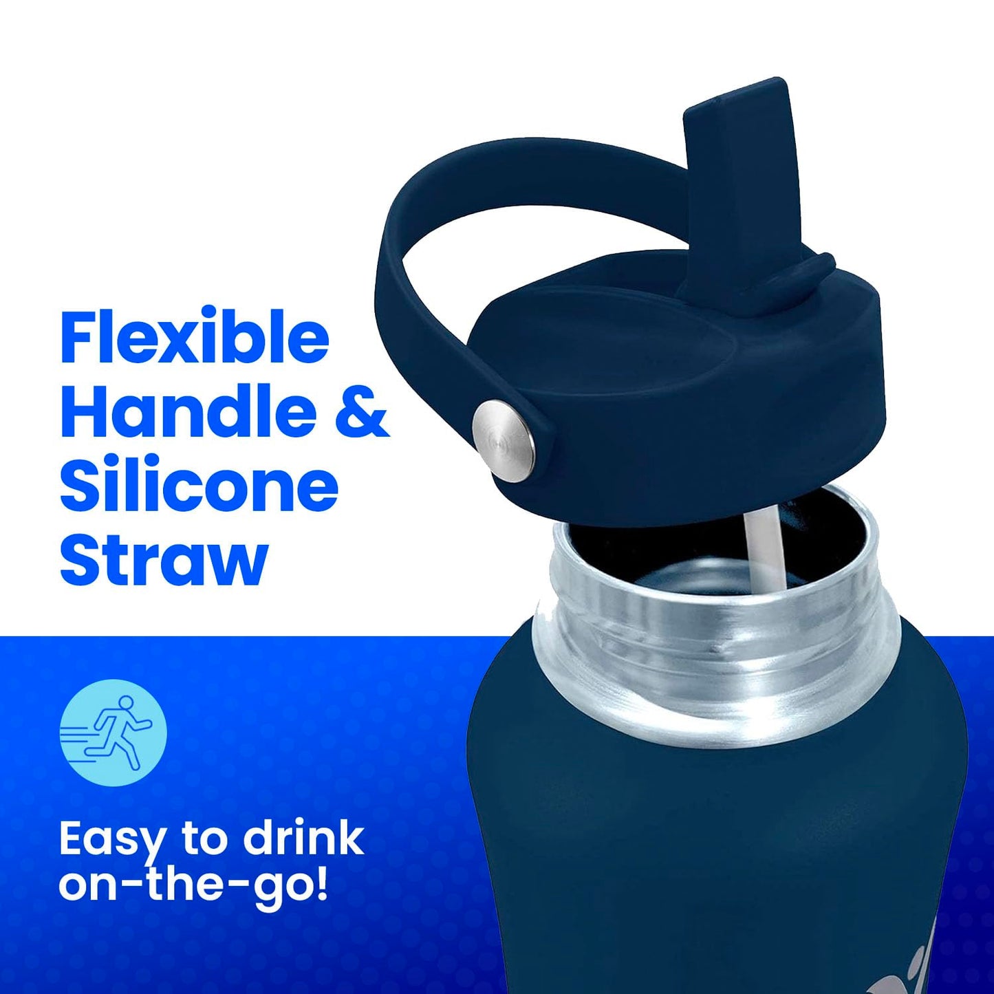 DYLN Straw Sports Cap, Compatible with 40, 32, 25 oz DYLN Bottles, Straw Lid, Water Bottle Lid Replacement, Leak-Free Design Water Bottle Lid, Galaxy Blue