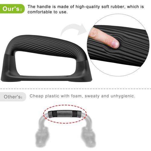 Kipika Push Up Bars, Pushup Stands With Thickened Soft Plastic Handle, Stable and Non-Slip Base, Pushup Handles Perfect for Floor Strength Training (Black)