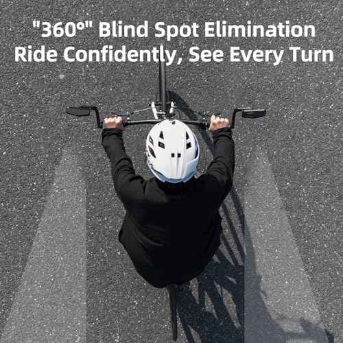 ROCKBROS Bike Mirror Handlebar Mount Bar End Mirror, 360¡Æ Adjustable Bicycle Mirrors for Handlebars, HD Automotive Grade Glass, Scratch-Resistant for E-Bike, MTB, and Electric Bicycles Left