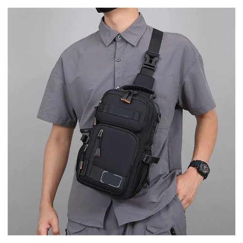 YYTDNGW Travel Fishing Chest Pack Climbing Hunting Fishing Hiking Nylon 3P Backpack(Black)