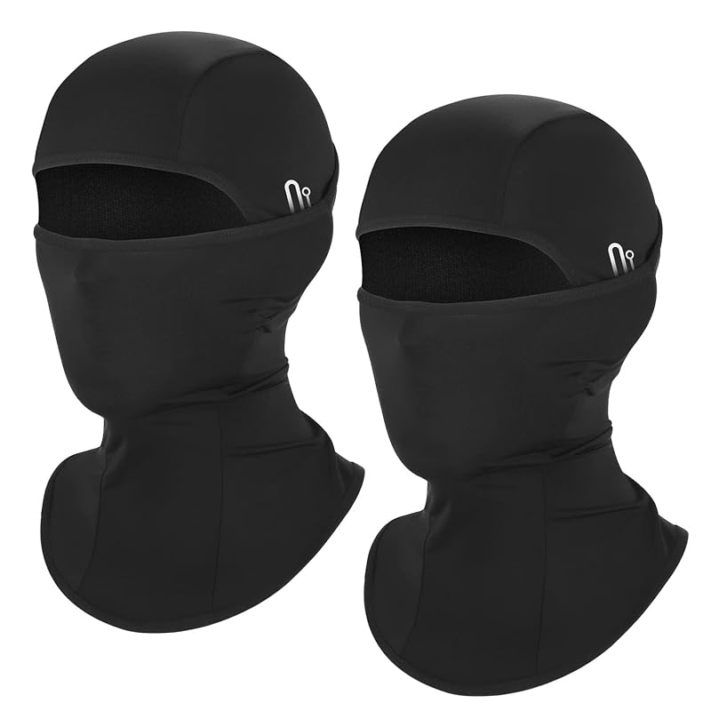 Cooling UV Balaclava Face Mask for Summer - Ice Silk Breathable Balaclava 98% UV Protection (2black)