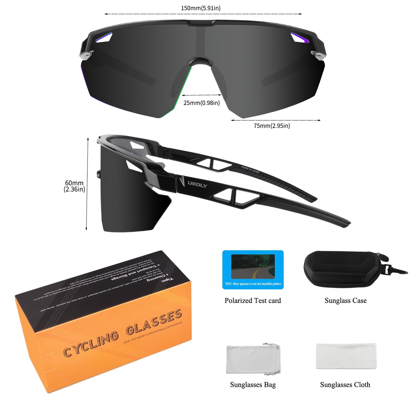 Ukoly Polarized Sport Sunglasses for Men Women,UV400 Protection HD Lens