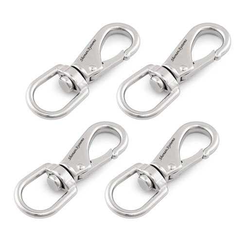 SHONAN Stainless Steel Flag Clips for Flagpole Rope- 4 Pack 3.5 Inch Swivel Snap Hook Flag Pole Clips, Diving Clips Spring Hooks for Dog leashes, Keychains, Boat Ropes, Bird Feeders