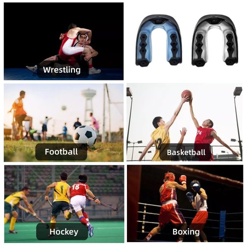 Football Mouth Guard, 2pcs Mouth Guard Sports Youth Football Mouthpiece Boxing Mouthguard with Strap Non-Flavored Lacrosse Hockey Mouth Guards for Youth