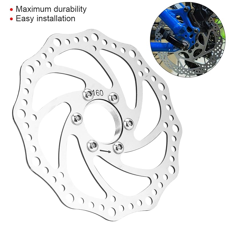 160mm Disk Brake Rotor with 6-Bolt Flange Adapter for Mountain & Road Bikes