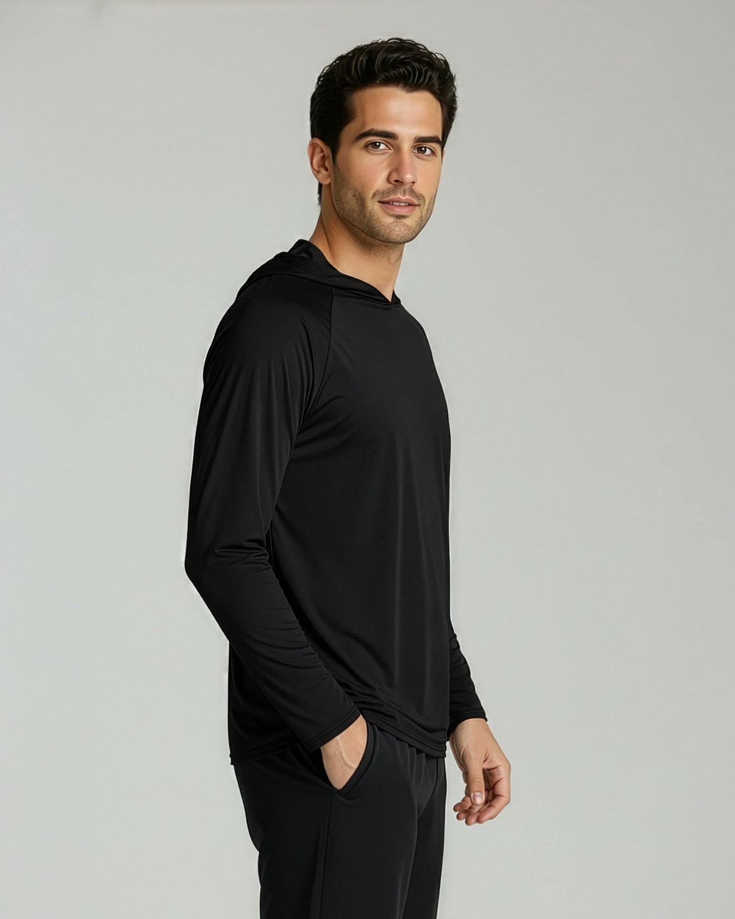 Real Essentials 3 Pack: Men's Long Sleeve Rash Guard Hoodie - SPF UV Sun Protection Workout Fishing Swim Shirts, Set 3, Large