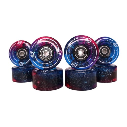 Light-Up Roller Skate Wheels – Set of 8 Dual-Color LED Wheels with Bearings – 58mm x 32mm – Indoor/Outdoor (Mercury Twilight)