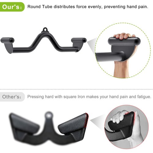 SELEWARE LAT Pulldown Bar for Cable Machine, Heavy-Duty LAT Pulldown Attachments T-bar V-bar Cable Attachment for Home Gym, Ergonomic Back Tricep Bar Strength Training Handle with Multiple Grip, 20"