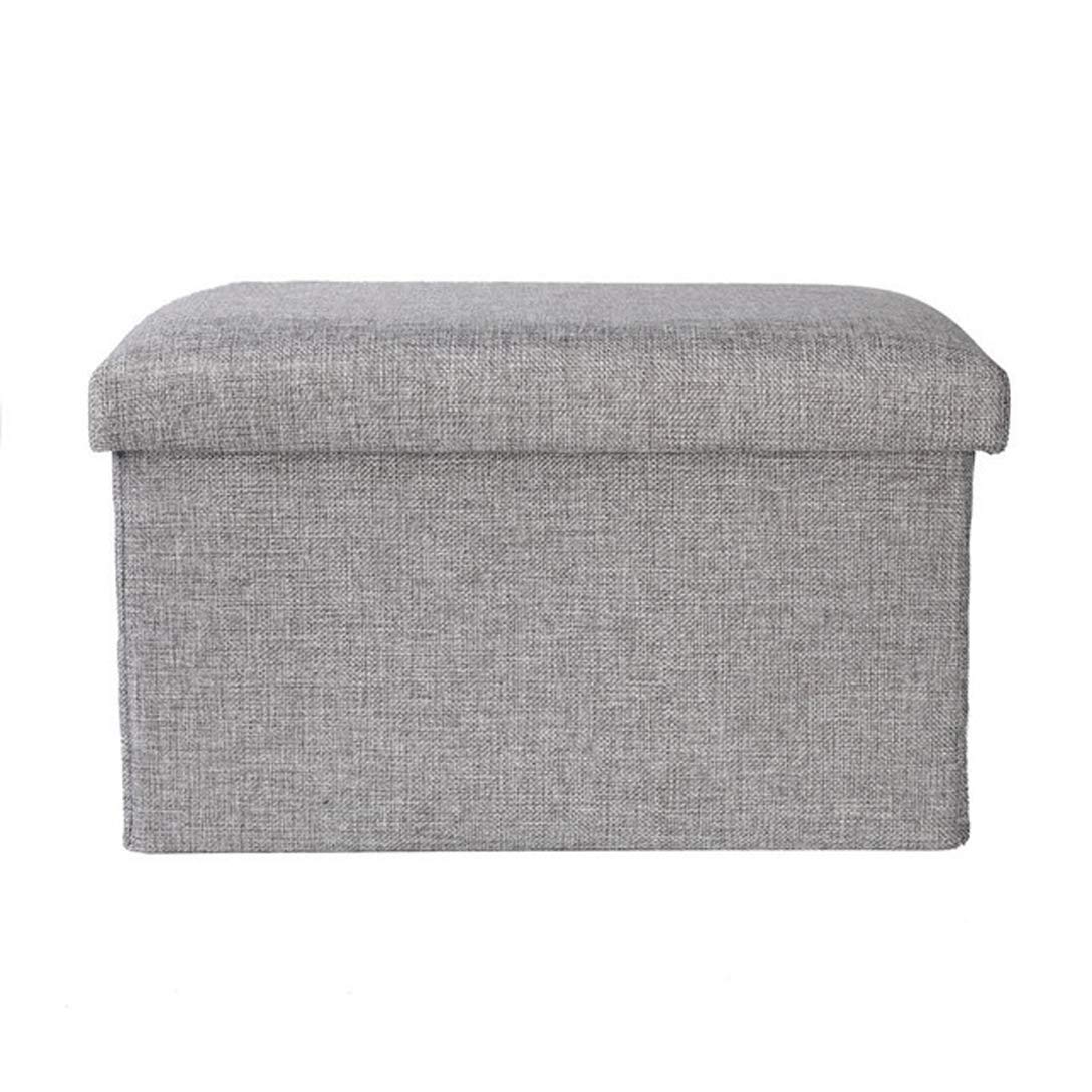 ZLY Folding Stool Storage Ottoman Polyester Fabric Linen Foot Rest Seat Clutter Collection 14"x8"x8"