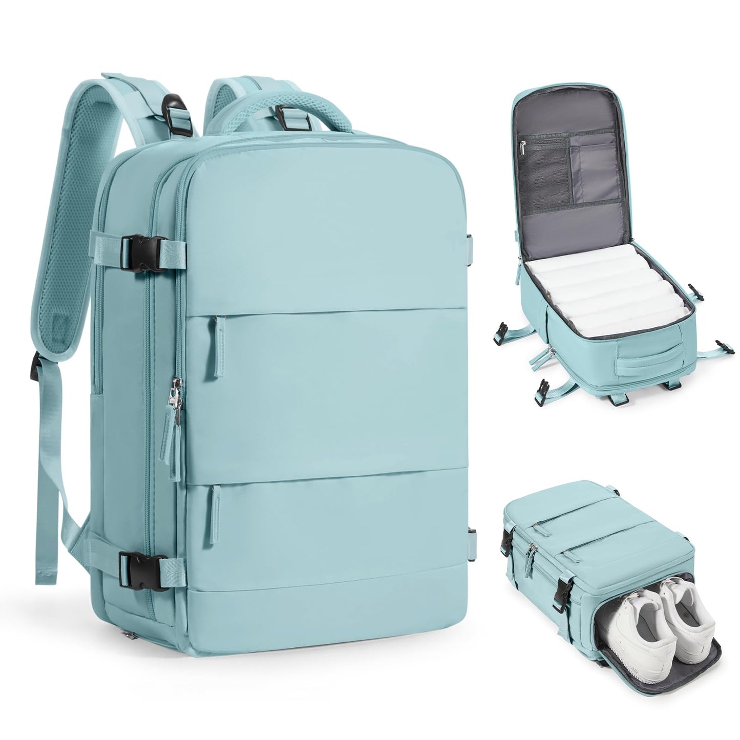 coofay Travel Backpack Carry On Flight Approved Personal Item Travel Bag Carry On Backpack For Airplanes Personal Item Bag 18x14x8 Inches Backpack for Traveling on Airplane Blue