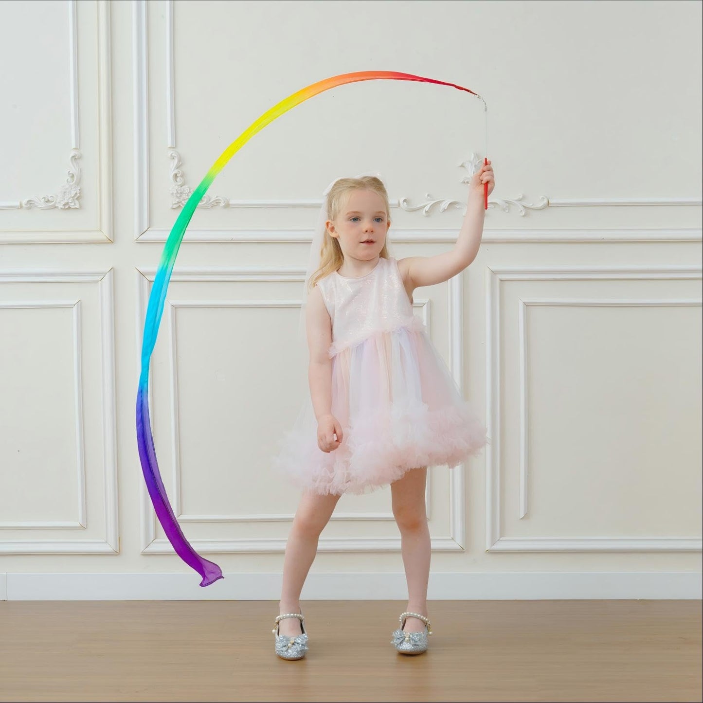 HiUnicorn 100% Silk Dance Ribbons Rainbow Streamers, Ribbon Dancer Wand for Kids Gymnastics Dance Party Favor Decoration, Praise Church Worship Flags, Play Silks Toys for Toddlers