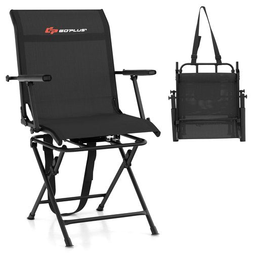 Goplus Hunting Chair, 360° Swivel Folding Hunting Blind Chair with Carrying Strap, 330LBS Capacity, Portable Deer Hunting Stool, Silent Ground Dove Hunting Chair