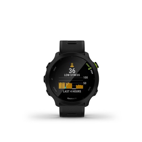 Wearable4U Garmin Forerunner 55 GPS Running 42 mm Watch with Daily Suggested Workouts, Black Black Earbuds Power Bundle
