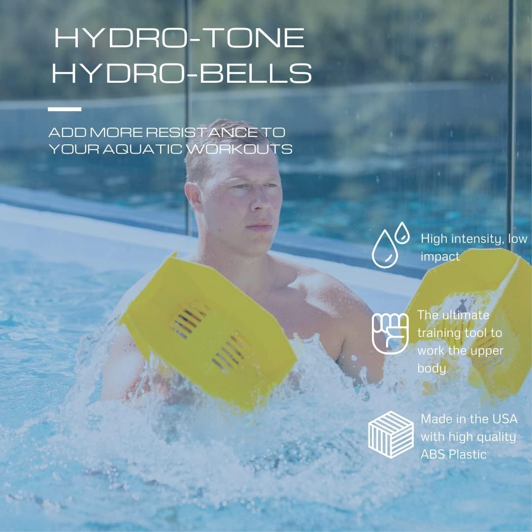 Hydro-Tone Total Body Pool Weights for Water Exercise | Isokinetic Functional Water Weights | Build Muscle - Easy on Joints | Aquatic Pool Weight | Quick Start Guide