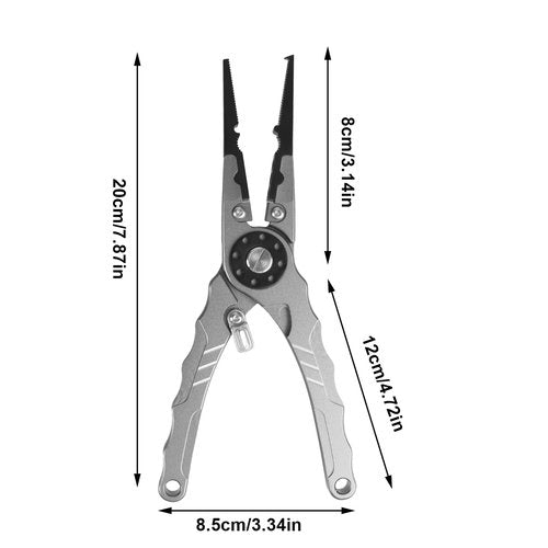 7.8" Lockable Saltwater Fishing Pliers, Aviation-grade Aluminum & Tungsten Cutters | Corrosion-Proof, with Replaceable Blades Set, Fishing Gear Gifts for Men, Adults, Kids