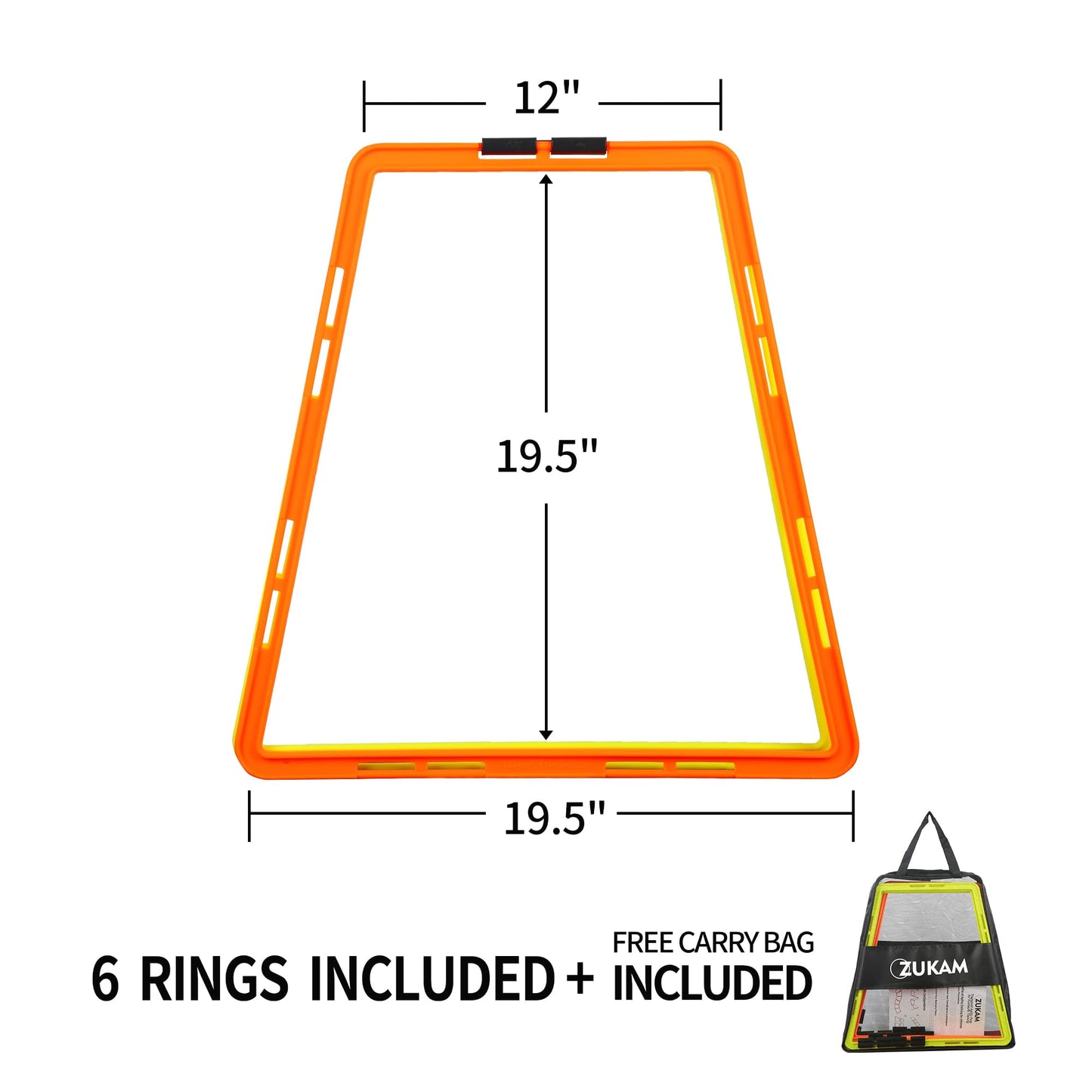 ZUKAM Trapezoid Agility Rings for Speed Training & Agility Footwork Training Speed Hurdles Ladder with Carrying Bag (6 Rings)