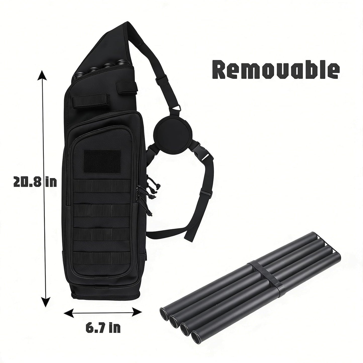 XTACER Multi-Function 4-Tubes Back Field Quiver Training Archery Arrow Quiver for Field Tips Arrows Takedown Bow (Black)