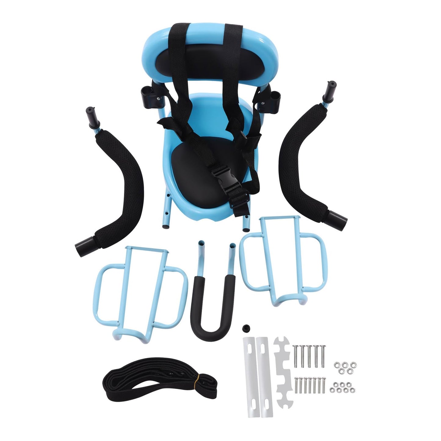 Kids Bike Seat Rear Mount Baby Bicycle Seat Cushion with Safety Belt & Footrest Brackets & U-shaped Guardrails,Toddler Child Saddle Seat Rear Safety Carrier Seat for Folding Bike,Mountain Bike (Blue)
