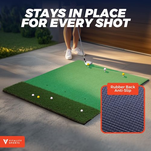 Golf Mat Dual-Turf | Golf Hitting Mat Indoor or Outdoor, 5x4ft Thickened Heavy-Duty Green Golf Turf Practice Mats for Backyard/Garage/Driving Range/Simulators, Ideal Gifts for Men Dad Husband Golfers