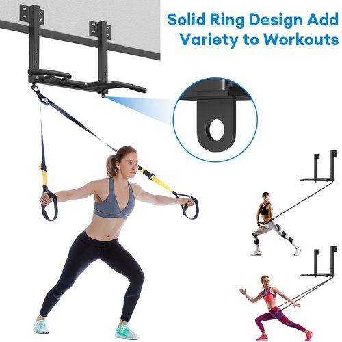 Wall Mount Pull Up Bar, Joist Mount Pull Up Bar, Beam and Rafter Mounted Chin Up Bar for Home Gym With Wood Mount and Wall Mount Screws (Black4)