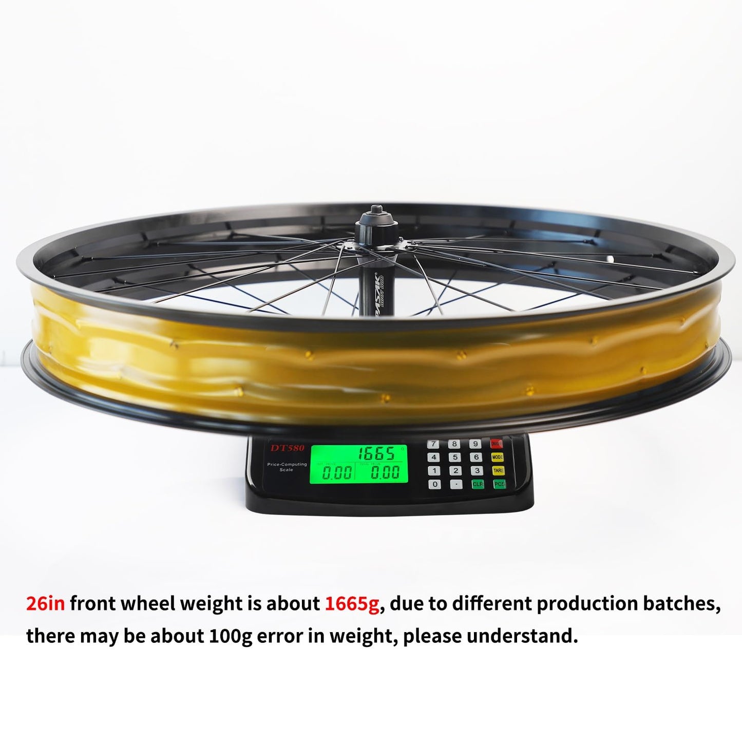 26x4in Ebike Front Wheel for Snow, Beach Bike Fat Tire Rim 26x4.0 Aluminum Alloy Bike Rim 36H Disc Brake Hub Quick Release 9X135mm