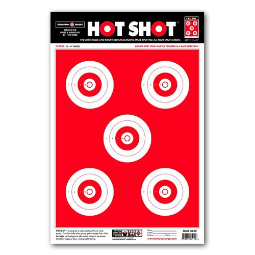 Thompson Target Hot Shot 12.5x19 Inch Premium Ultra Bright Bullseye Paper Shooting Targets for Range Training - Made in The USA (30 Pack)