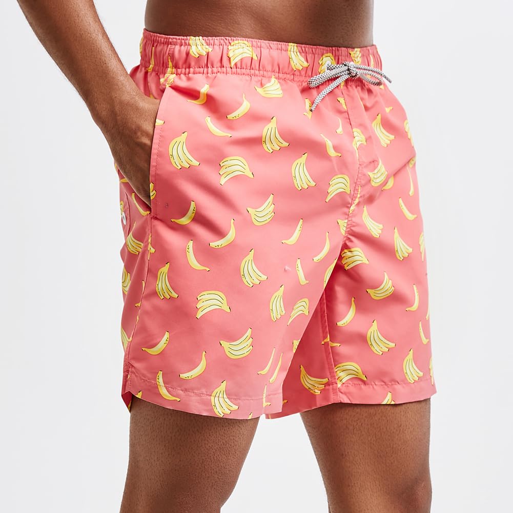 maamgic Mens Swim Trunks Quick Dry Swim Shorts with Mesh Lining Funny Swimwear Bathing Suits 7inch Banana Small
