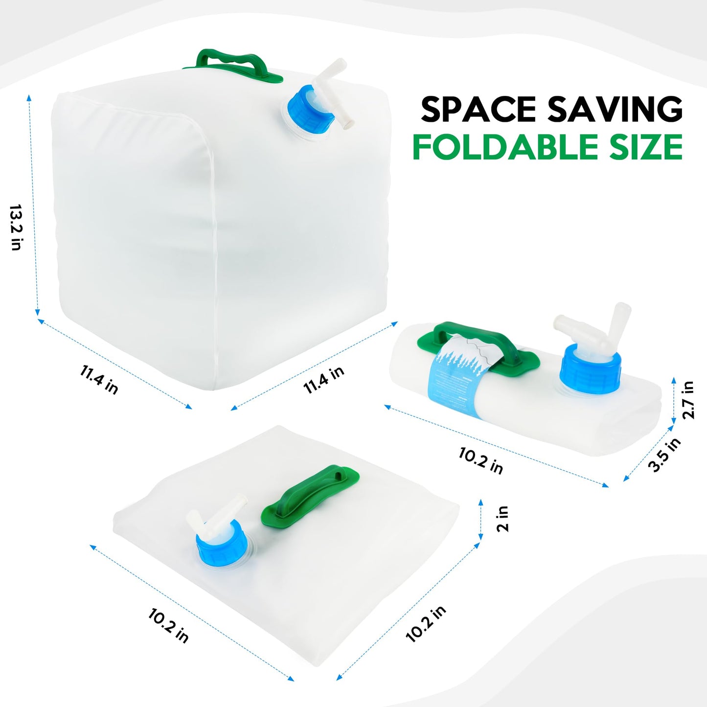 2 Pack Collapsible Water Container,5.3 Gallon Water Storage Jug with Spigot, BPA-Free Portable Water Cube for Outdoor Camping Hiking and Emergency Survival Kit (2 Pack)