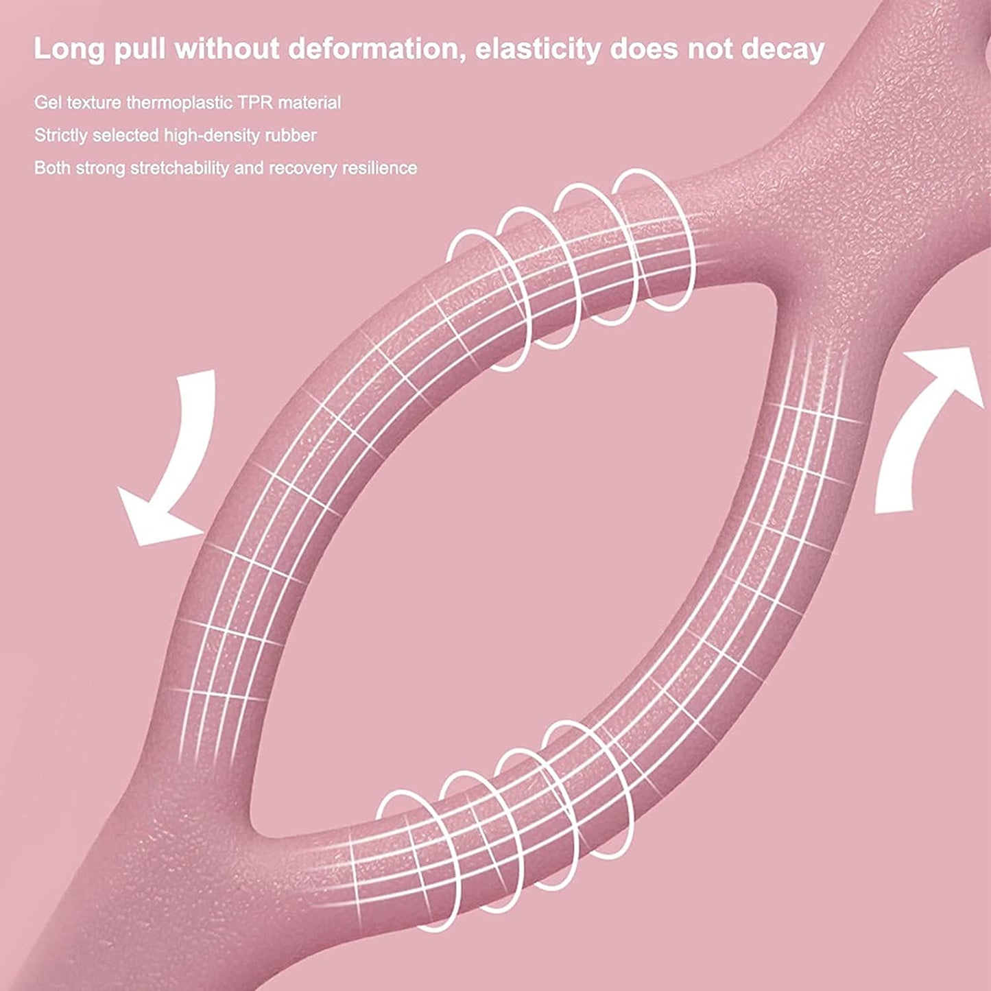 Figure 8 Stretch Resistance Band, Portable Elastic Fitness Pulling Rope Chest Expander, Arm Back Shoulder Training Stretch Bands for Strength Muscle Yoga Pilates Stretching Physical Therapy (Pink)